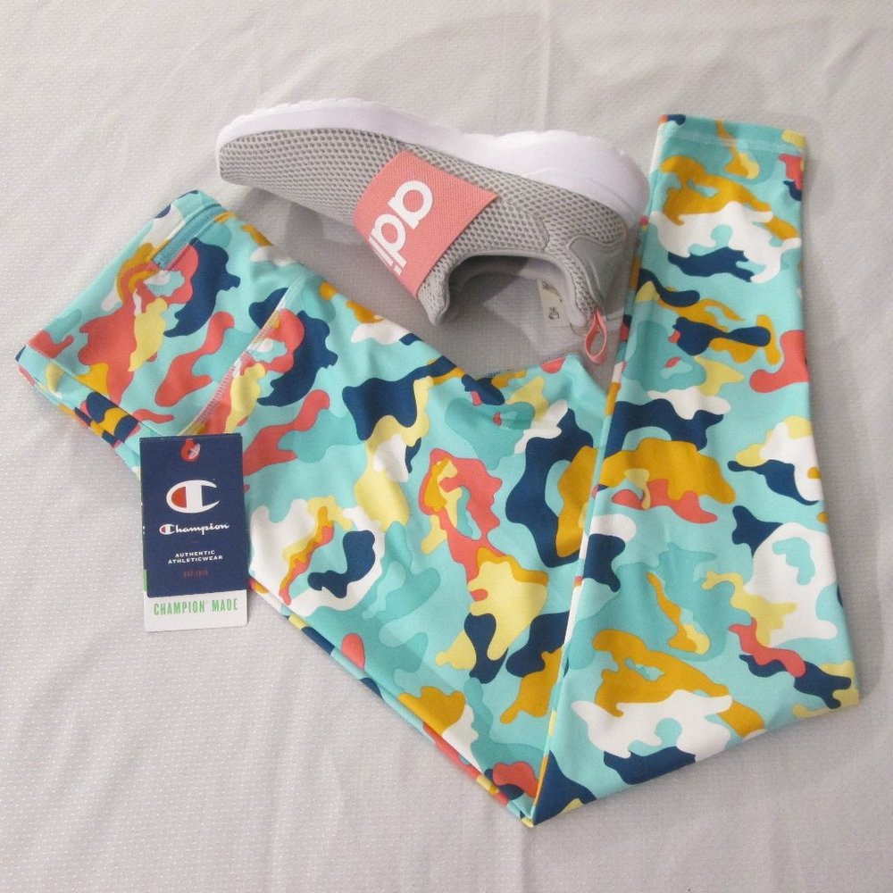 🥰 CHAMPION AUTHENTIC CAMO TEAL ABSTRACT LEGGINGS – SIZE S